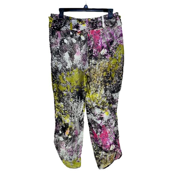 Anthropologie Silk Cropped Pants Colorful Leifsdottir Pocket Bow Trousers - Picture 9 of 13